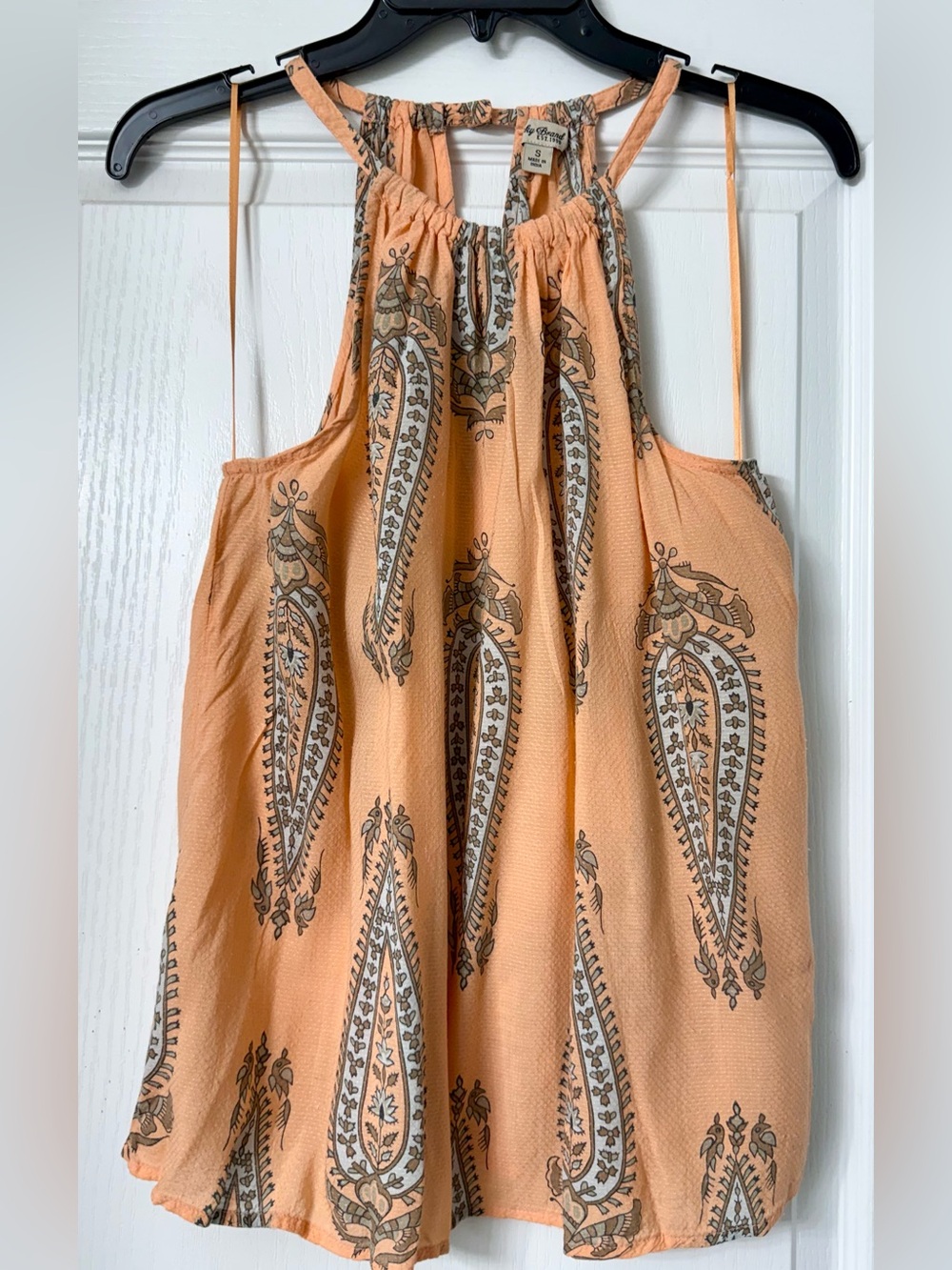 Lucky Brand Peach Paisley Halter Tank Top